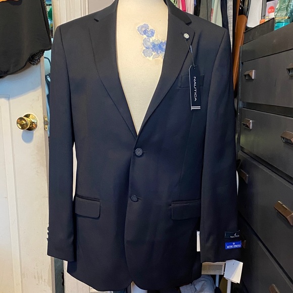 NWT Men’s Size 38R NAUTICA Navy Bradford Blazer ACTIVE STRETCH